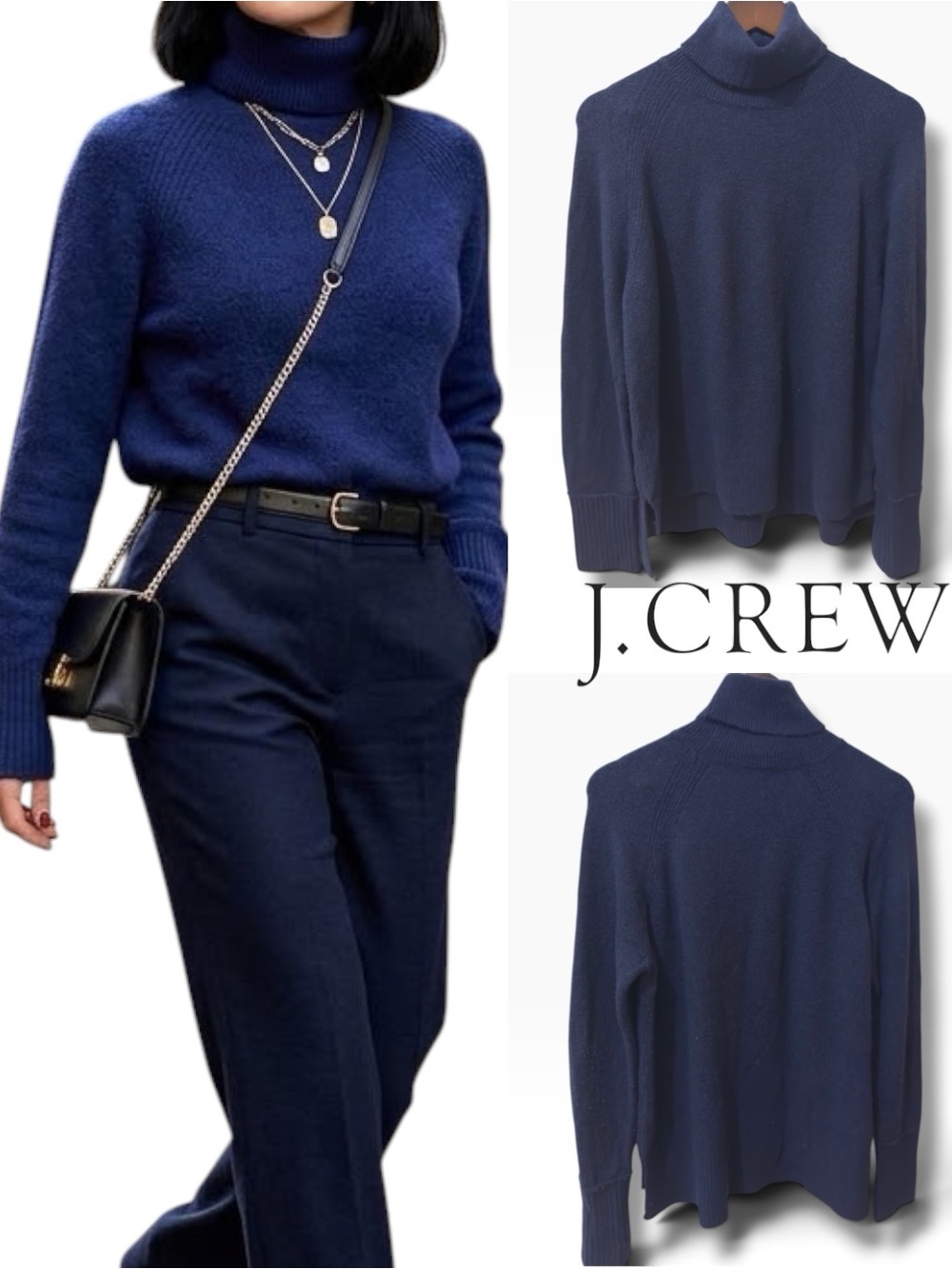 J.Crew | EUC Wool blend Navy Blue Alpaca Turtleneck Sweater (Size S/M)
